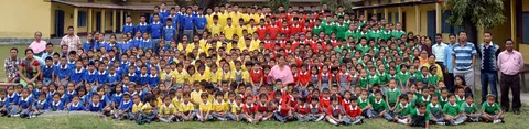 From Left to Right-Blue House, Yellow House, Red House & Green House Group Respectively